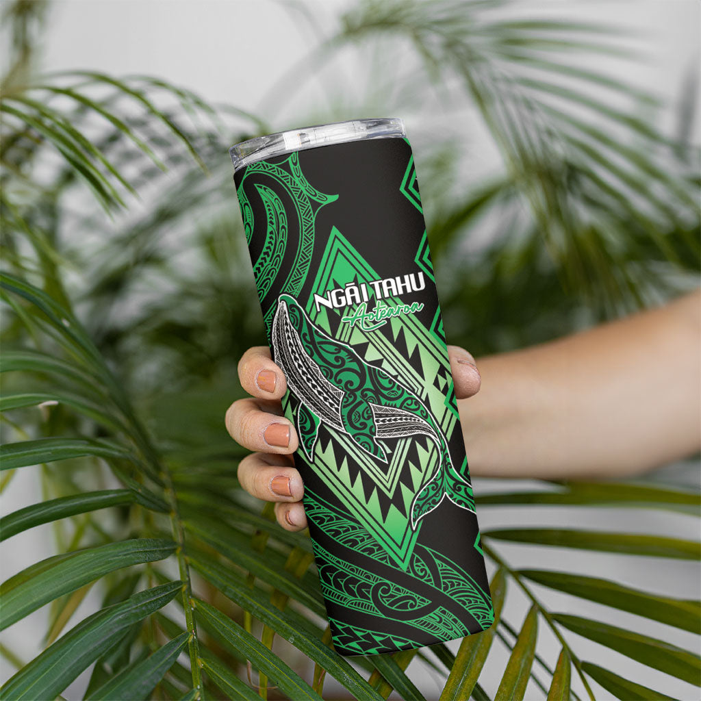 Aotearoa Iwi Ngai Tahu Personalised Skinny Tumbler NZ Maori Humpback Whale Taniko Motifs LT14 - Polynesian Pride
