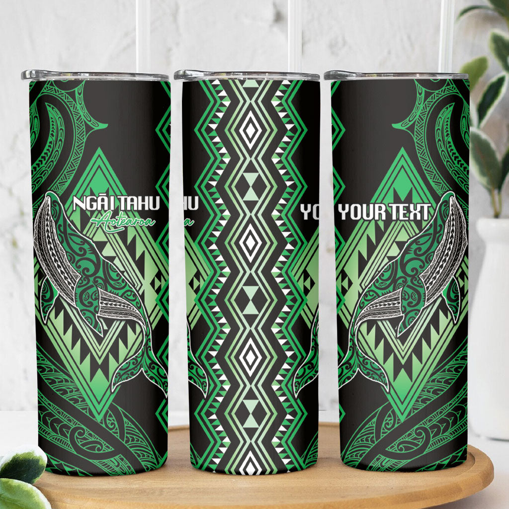 Aotearoa Iwi Ngai Tahu Personalised Skinny Tumbler NZ Maori Humpback Whale Taniko Motifs LT14 - Polynesian Pride