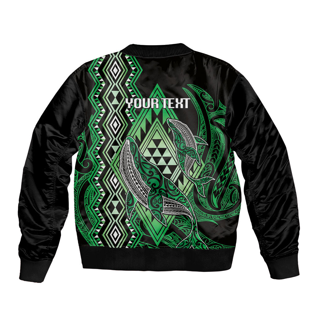 Aotearoa Iwi Ngai Tahu Personalised Sleeve Zip Bomber Jacket NZ Maori Humpback Whale Taniko Motifs LT14 - Polynesian Pride
