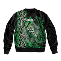 Aotearoa Iwi Ngai Tahu Personalised Sleeve Zip Bomber Jacket NZ Maori Humpback Whale Taniko Motifs LT14 - Polynesian Pride