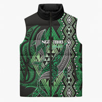 Aotearoa Iwi Ngai Tahu Personalised Sleeveless Puffer Jacket NZ Maori Humpback Whale Taniko Motifs LT14 Unisex Green - Polynesian Pride