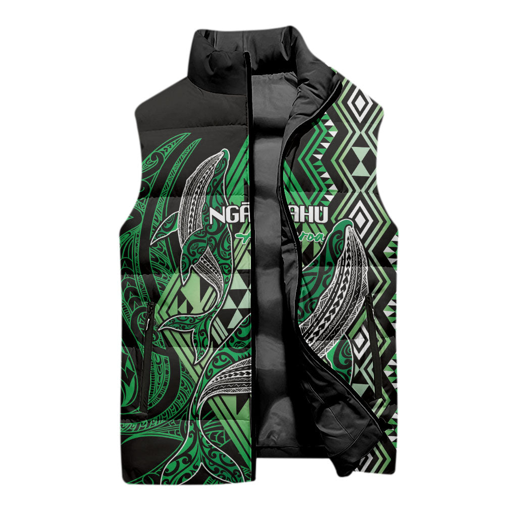 Aotearoa Iwi Ngai Tahu Personalised Sleeveless Puffer Jacket NZ Maori Humpback Whale Taniko Motifs LT14 - Polynesian Pride