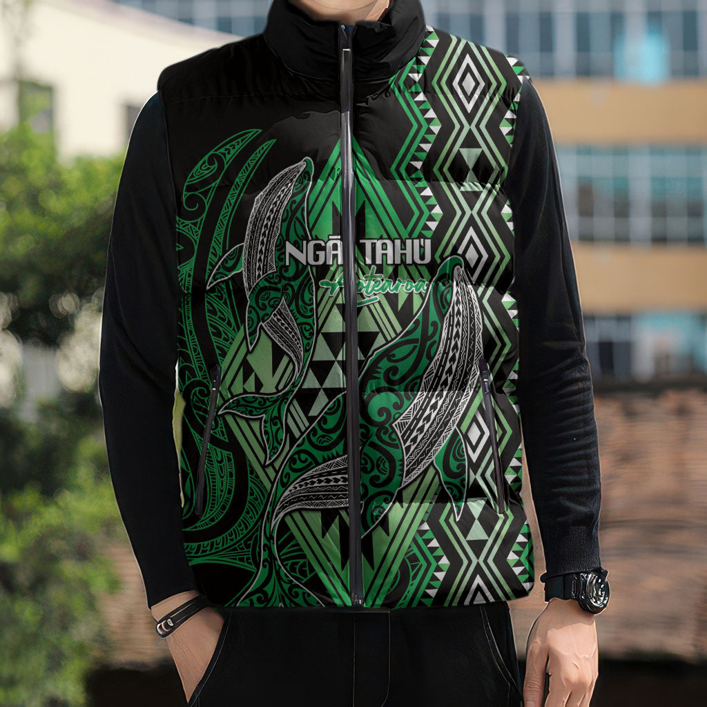 Aotearoa Iwi Ngai Tahu Personalised Sleeveless Puffer Jacket NZ Maori Humpback Whale Taniko Motifs LT14 - Polynesian Pride