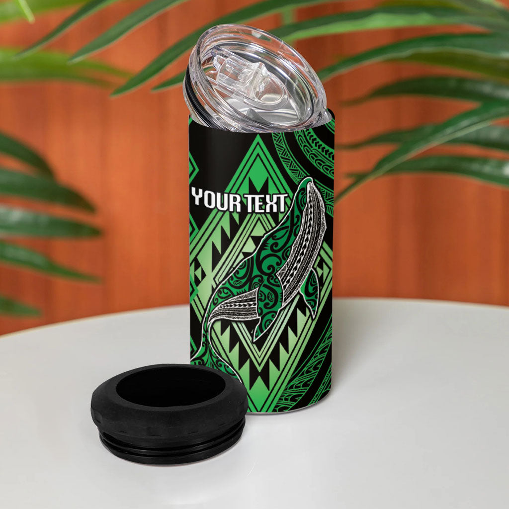 Aotearoa Iwi Ngati Pikiao Personalised 4 in 1 Can Cooler Tumbler NZ Maori Humpback Whale Taniko Motifs LT14 - Polynesian Pride