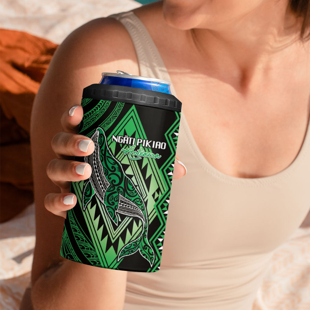 Aotearoa Iwi Ngati Pikiao Personalised 4 in 1 Can Cooler Tumbler NZ Maori Humpback Whale Taniko Motifs LT14 - Polynesian Pride