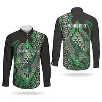 Aotearoa Iwi Ngati Pikiao Personalised Couples Matching Puletasi and Long Sleeve Button Shirt NZ Maori Humpback Whale Taniko Motifs LT14 - Polynesian Pride