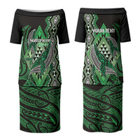 Aotearoa Iwi Ngati Pikiao Personalised Couples Matching Puletasi and Long Sleeve Button Shirt NZ Maori Humpback Whale Taniko Motifs LT14 - Polynesian Pride