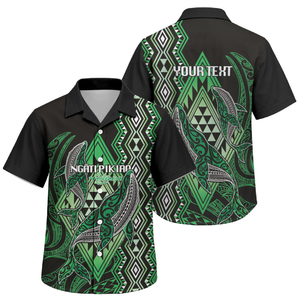 Aotearoa Iwi Ngati Pikiao Personalised Family Matching Summer Maxi Dress and Hawaiian Shirt NZ Maori Humpback Whale Taniko Motifs LT14 Son's Shirt Green - Polynesian Pride