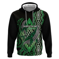 Aotearoa Iwi Ngati Pikiao Personalised Hoodie NZ Maori Humpback Whale Taniko Motifs LT14 Pullover Hoodie Green - Polynesian Pride