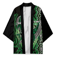 Aotearoa Iwi Ngati Pikiao Personalised Kimono NZ Maori Humpback Whale Taniko Motifs LT14 Unisex Green - Polynesian Pride