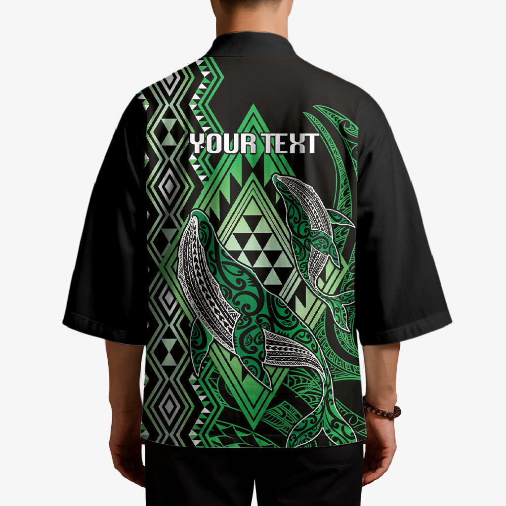 Aotearoa Iwi Ngati Pikiao Personalised Kimono NZ Maori Humpback Whale Taniko Motifs LT14 - Polynesian Pride