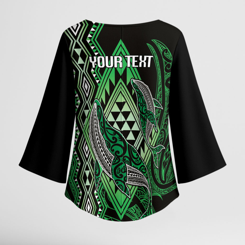 Aotearoa Iwi Ngati Pikiao Personalised Kimono Sleeve Blouse NZ Maori Humpback Whale Taniko Motifs LT14 - Polynesian Pride