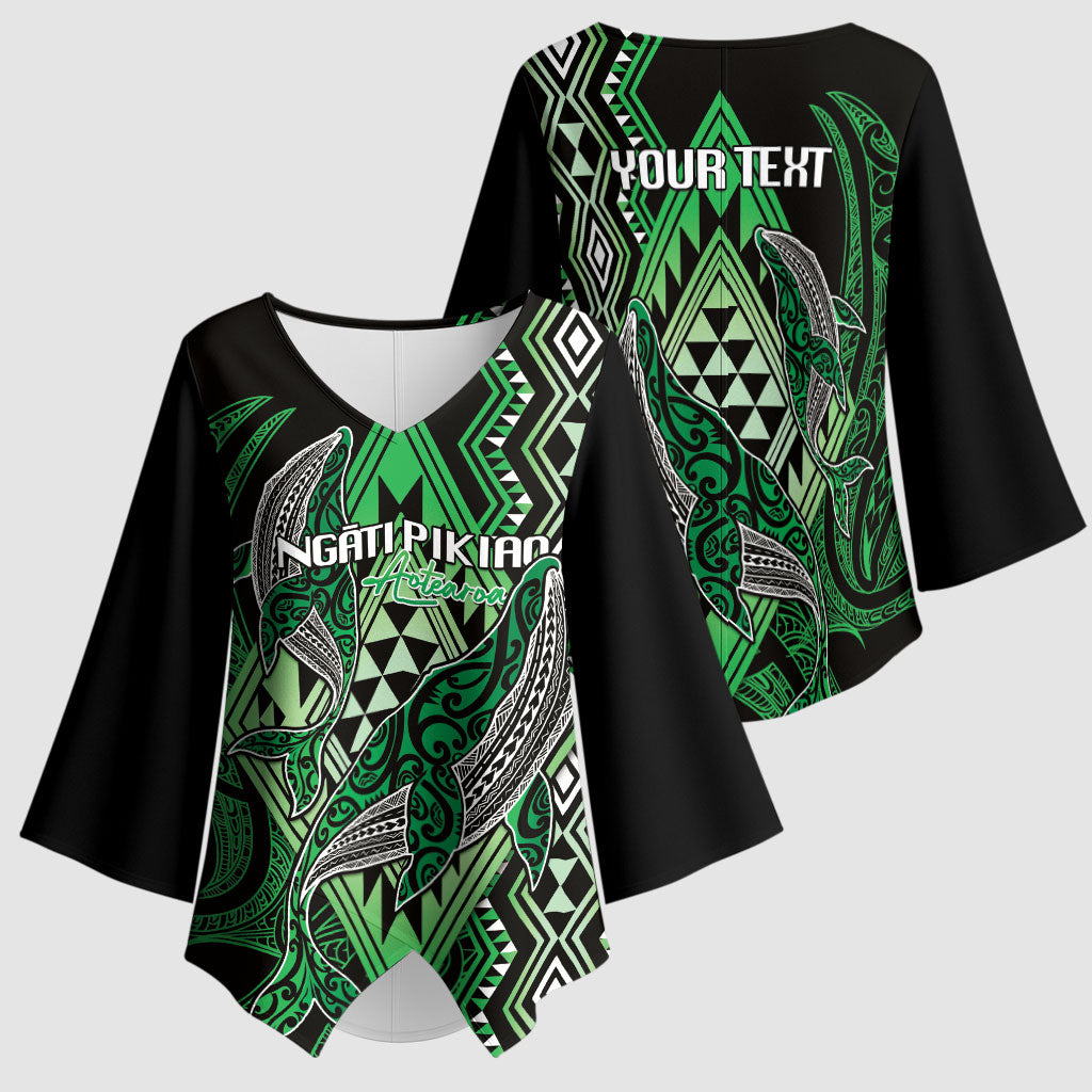 Aotearoa Iwi Ngati Pikiao Personalised Kimono Sleeve Blouse NZ Maori Humpback Whale Taniko Motifs LT14 - Polynesian Pride