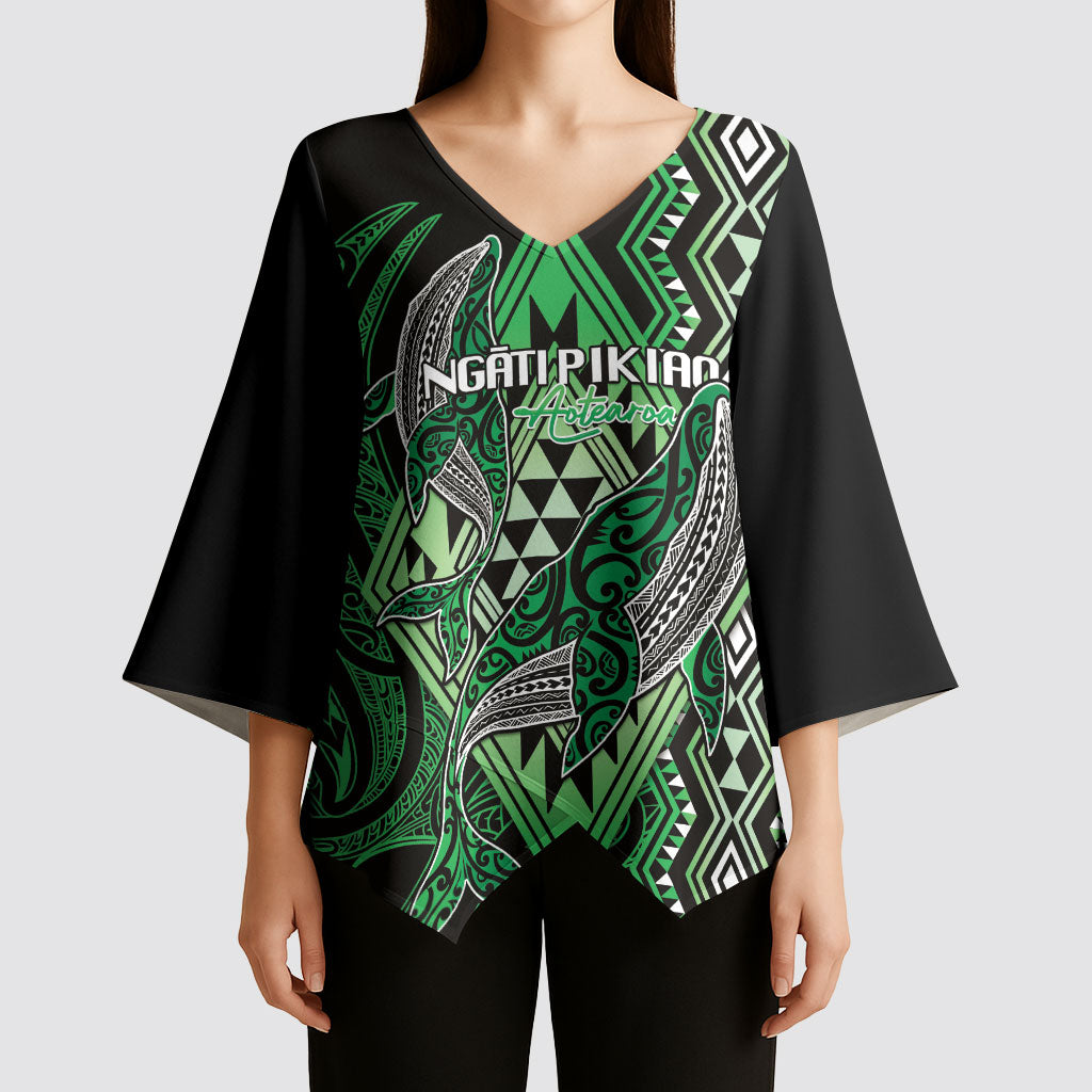 Aotearoa Iwi Ngati Pikiao Personalised Kimono Sleeve Blouse NZ Maori Humpback Whale Taniko Motifs LT14 - Polynesian Pride