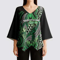 Aotearoa Iwi Ngati Pikiao Personalised Kimono Sleeve Blouse NZ Maori Humpback Whale Taniko Motifs LT14 - Polynesian Pride