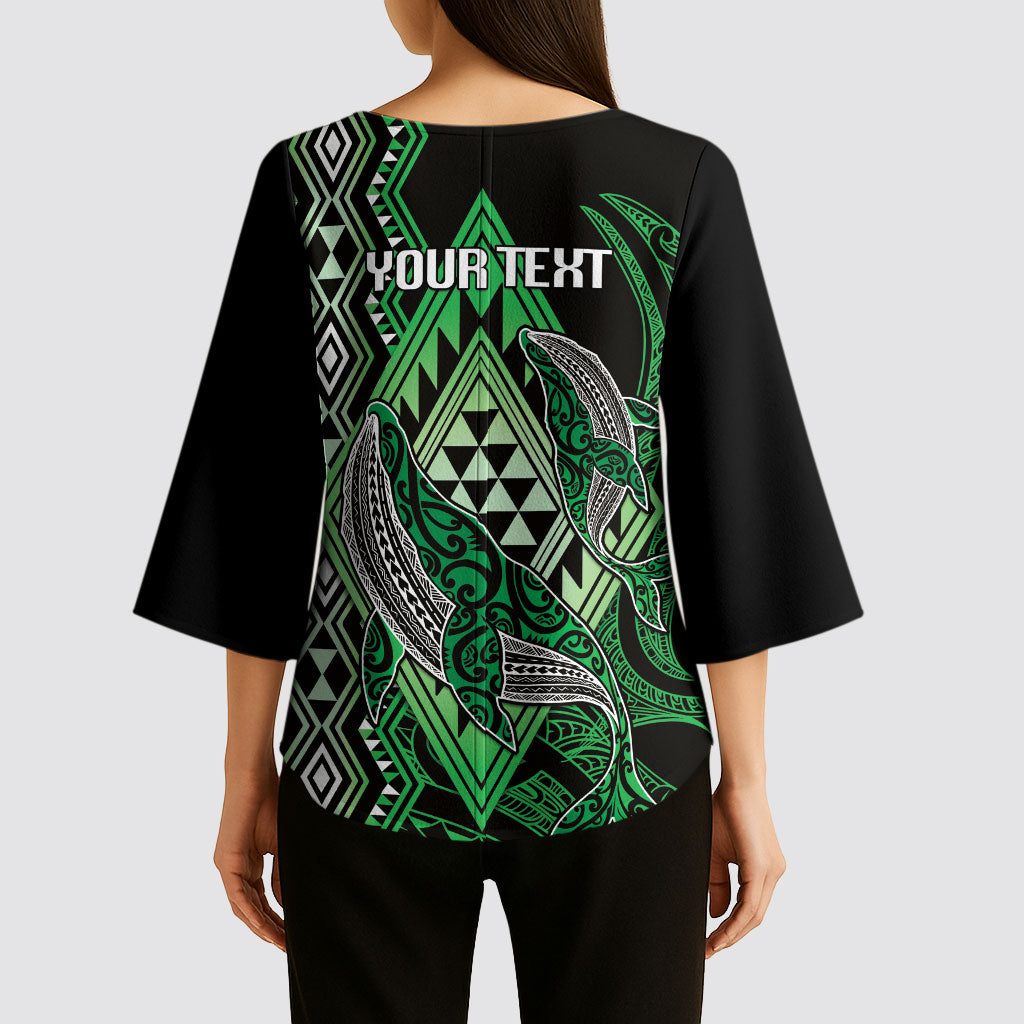 Aotearoa Iwi Ngati Pikiao Personalised Kimono Sleeve Blouse NZ Maori Humpback Whale Taniko Motifs LT14 - Polynesian Pride