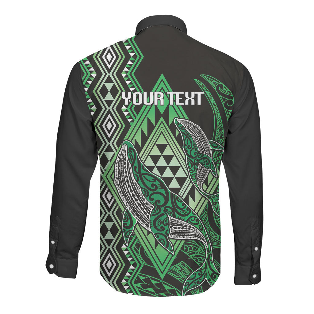 Aotearoa Iwi Ngati Pikiao Personalised Long Sleeve Button Shirt NZ Maori Humpback Whale Taniko Motifs LT14 - Polynesian Pride