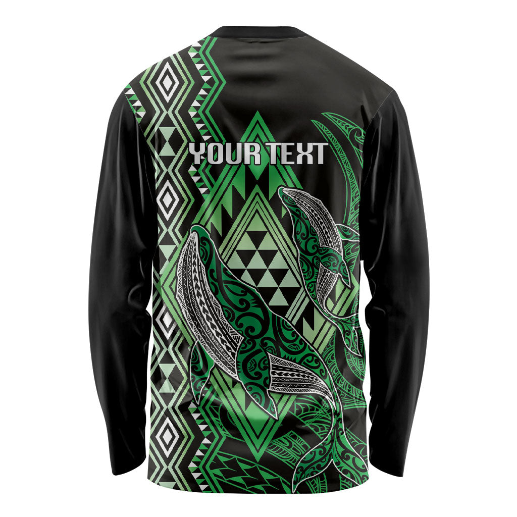 Aotearoa Iwi Ngati Pikiao Personalised Long Sleeve Shirt NZ Maori Humpback Whale Taniko Motifs LT14 - Polynesian Pride