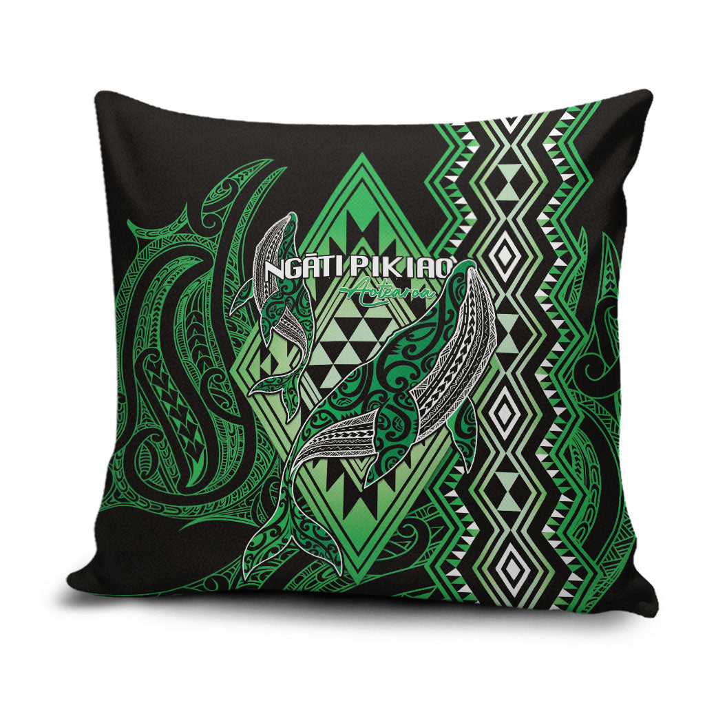 Aotearoa Iwi Ngati Pikiao Pillow Cover NZ Maori Humpback Whale Taniko Motifs LT14 Green - Polynesian Pride