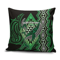 Aotearoa Iwi Ngati Pikiao Pillow Cover NZ Maori Humpback Whale Taniko Motifs LT14 Green - Polynesian Pride