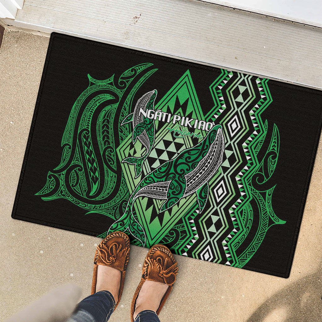 Aotearoa Iwi Ngati Pikiao Rubber Doormat NZ Maori Humpback Whale Taniko Motifs LT14 - Polynesian Pride