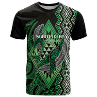 Aotearoa Iwi Ngati Pikiao Personalised T Shirt NZ Maori Humpback Whale Taniko Motifs LT14 Green - Polynesian Pride