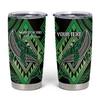 Aotearoa Iwi Ngati Pikiao Personalised Tumbler Cup NZ Maori Humpback Whale Taniko Motifs LT14 Green - Polynesian Pride