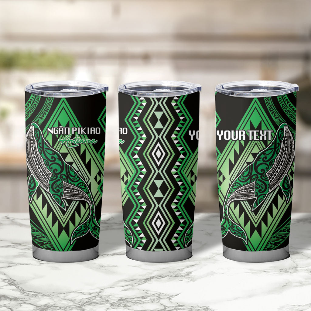 Aotearoa Iwi Ngati Pikiao Personalised Tumbler Cup NZ Maori Humpback Whale Taniko Motifs LT14 - Polynesian Pride
