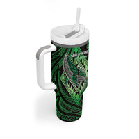 Aotearoa Iwi Ngati Pikiao Personalised Tumbler With Handle NZ Maori Humpback Whale Taniko Motifs LT14 - Polynesian Pride