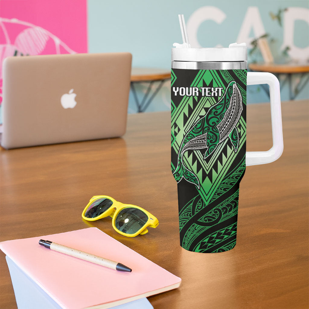 Aotearoa Iwi Ngati Pikiao Personalised Tumbler With Handle NZ Maori Humpback Whale Taniko Motifs LT14 - Polynesian Pride