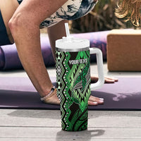 Aotearoa Iwi Ngati Pikiao Personalised Tumbler With Handle NZ Maori Humpback Whale Taniko Motifs LT14 - Polynesian Pride