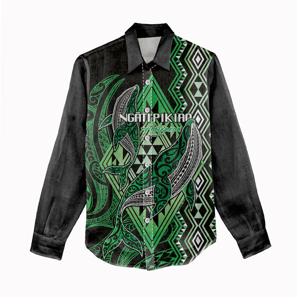 Aotearoa Iwi Ngati Pikiao Personalised Women Casual Shirt NZ Maori Humpback Whale Taniko Motifs LT14 - Polynesian Pride