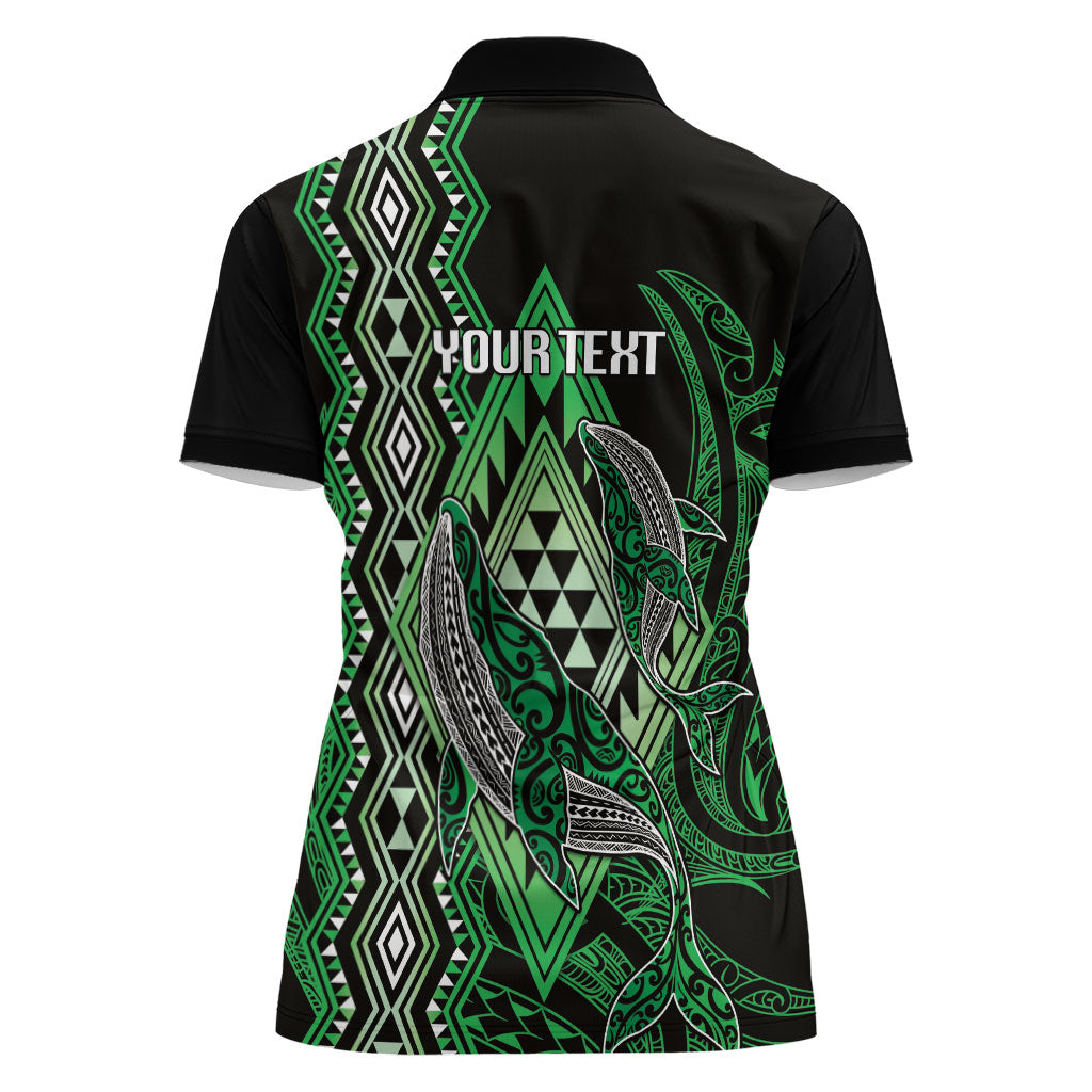 Aotearoa Iwi Ngati Pikiao Personalised Women Polo Shirt NZ Maori Humpback Whale Taniko Motifs LT14 - Polynesian Pride