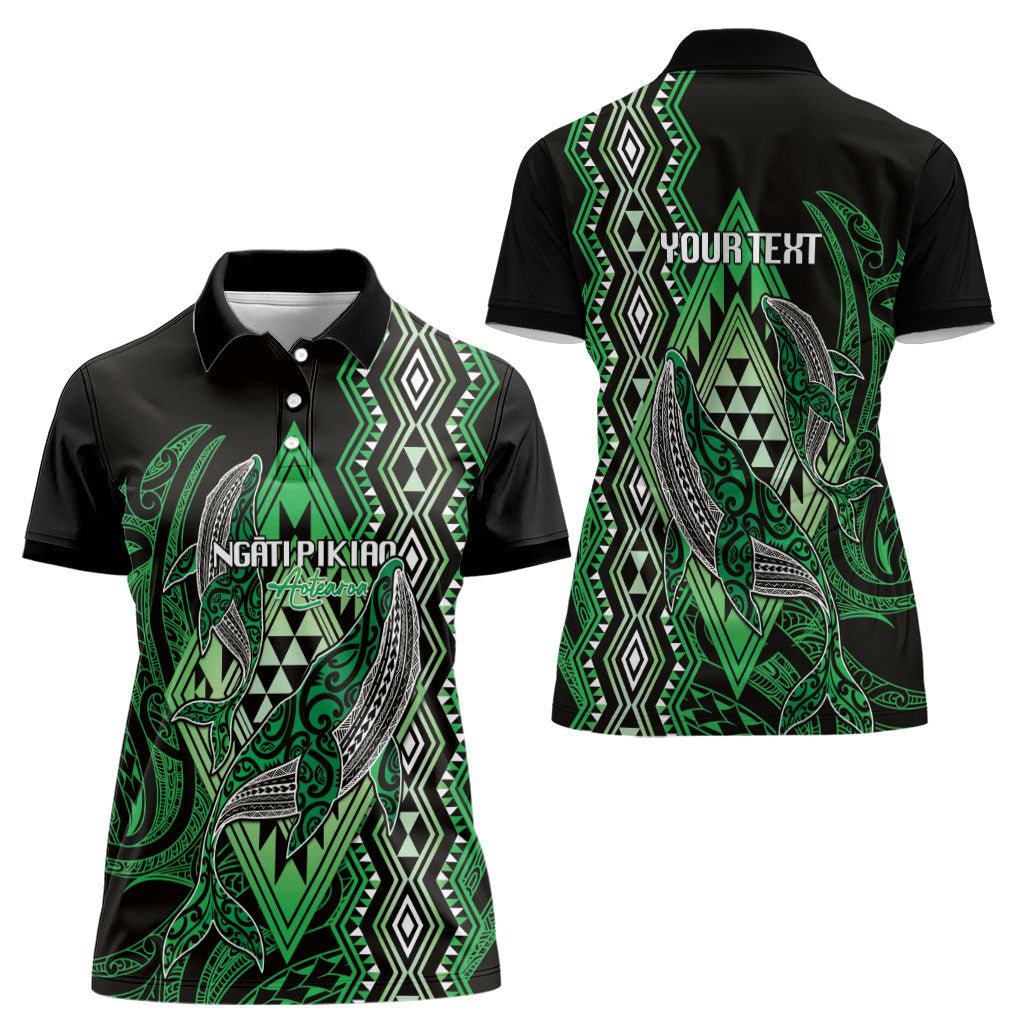 Aotearoa Iwi Ngati Pikiao Personalised Women Polo Shirt NZ Maori Humpback Whale Taniko Motifs LT14 - Polynesian Pride