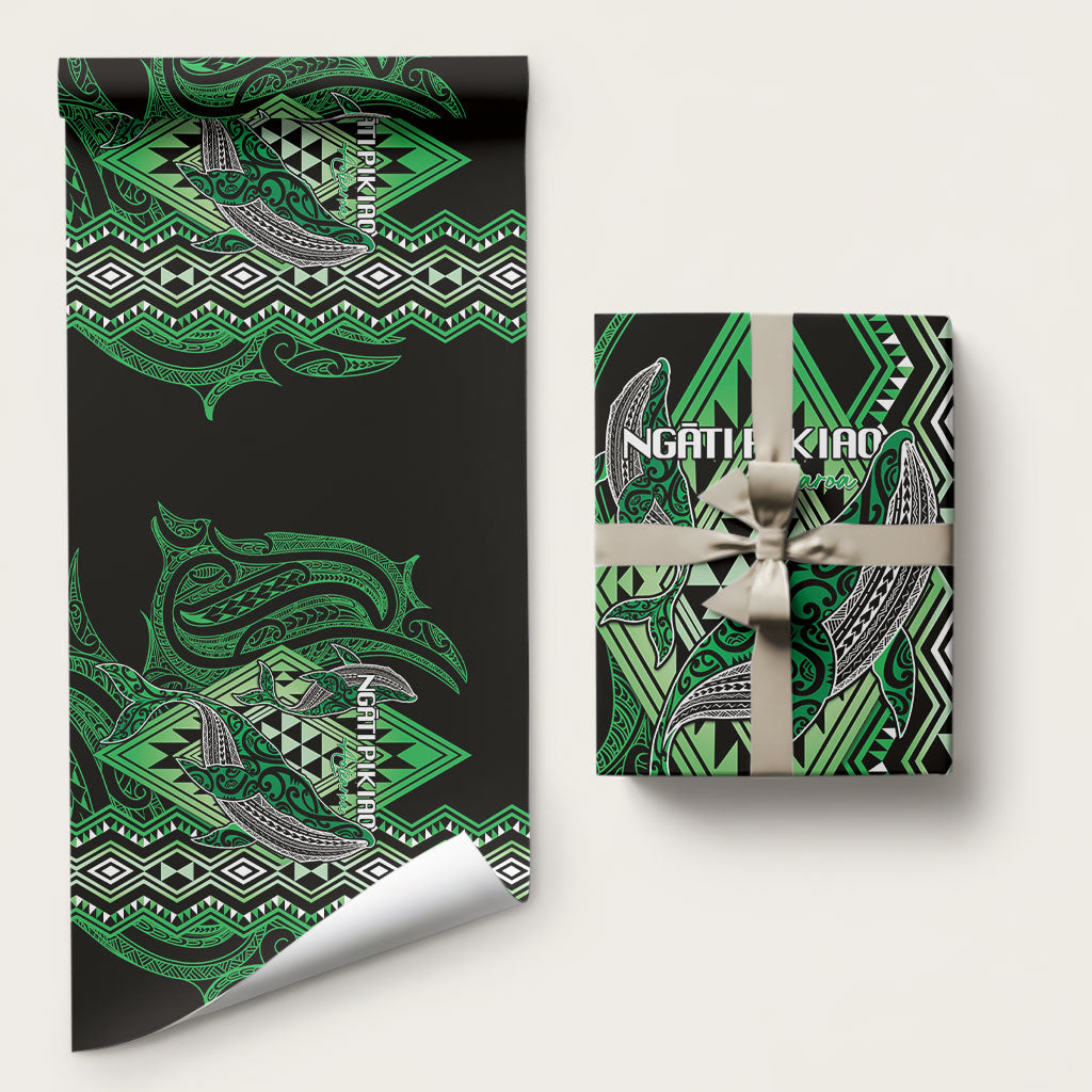 Aotearoa Iwi Ngati Pikiao Wrapping Paper NZ Maori Humpback Whale Taniko Motifs LT14 58" × 23" Green - Polynesian Pride