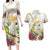 New Zealand Cacatua Galerita Couples Matching Long Sleeve Bodycon Dress and Hawaiian Shirt Aotearoa Cockatoo Tropical Flowers