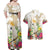 New Zealand Cacatua Galerita Couples Matching Off Shoulder Maxi Dress and Hawaiian Shirt Aotearoa Cockatoo Tropical Flowers