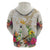 New Zealand Cacatua Galerita Hoodie Aotearoa Cockatoo Tropical Flowers