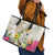 New Zealand Cacatua Galerita Leather Tote Bag Aotearoa Cockatoo Tropical Flowers