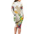 New Zealand Cacatua Galerita Long Sleeve Bodycon Dress Aotearoa Cockatoo Tropical Flowers