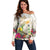 New Zealand Cacatua Galerita Off Shoulder Sweater Aotearoa Cockatoo Tropical Flowers