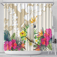New Zealand Cacatua Galerita Shower Curtain Aotearoa Cockatoo Tropical Flowers