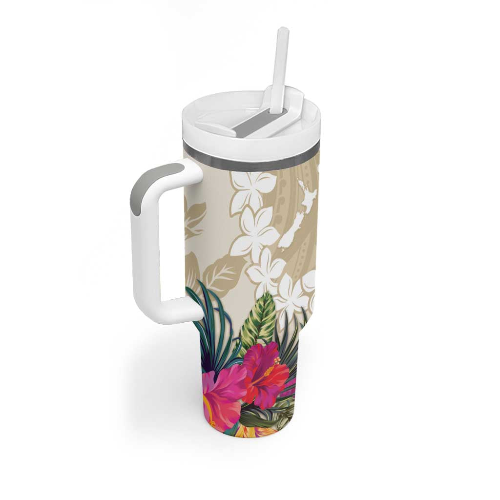 New Zealand Cacatua Galerita Tumbler With Handle Aotearoa Cockatoo Tropical Flowers