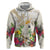 New Zealand Cacatua Galerita Zip Hoodie Aotearoa Cockatoo Tropical Flowers