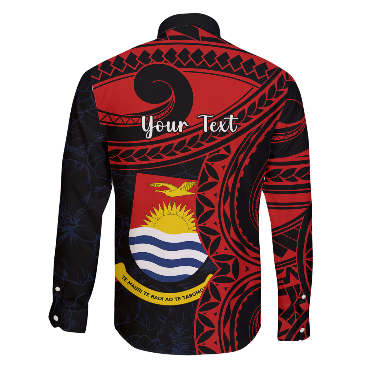 Personalised Kiribati Human Rights Day Family Matching Summer Maxi Dress and Hawaiian Shirt Coat Of Arms With Polynesian Tropical Flowers LT14 - Polynesian Pride