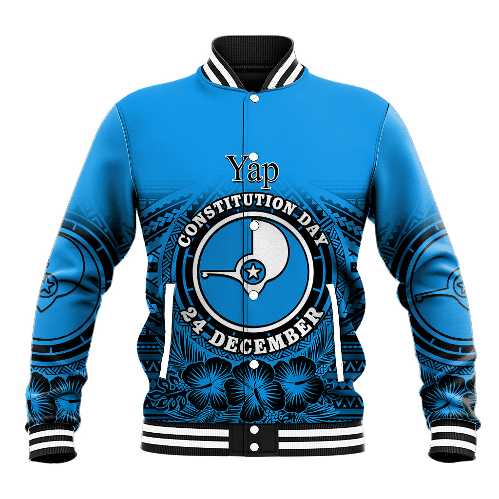 Personalised Yap Constitution Day Baseball Jacket FSM Seal Happy 24 December LT14 Unisex Blue - Polynesian Pride