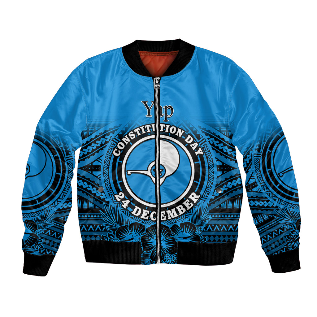 Personalised Yap Constitution Day Bomber Jacket FSM Seal Happy 24 December LT14 Unisex Blue - Polynesian Pride