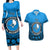 Personalised Yap Constitution Day Couples Matching Long Sleeve Bodycon Dress and Hawaiian Shirt FSM Seal Happy 24 December LT14 Blue - Polynesian Pride