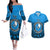 Personalised Yap Constitution Day Couples Matching Off The Shoulder Long Sleeve Dress and Hawaiian Shirt FSM Seal Happy 24 December LT14 Blue - Polynesian Pride