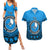 Personalised Yap Constitution Day Couples Matching Summer Maxi Dress and Hawaiian Shirt FSM Seal Happy 24 December LT14 Blue - Polynesian Pride